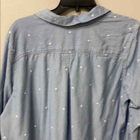 Loft blue striped button down top size L - Picture 10 of 11